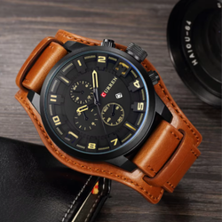 Buy 1 {Black brown} -> CURREN Luxury Casual Waterproof Sport Watch - ₦25,000